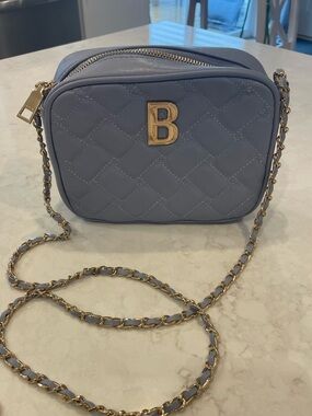 Bebe Quilted Crossbody Bag in Light Blue - Gold Hardware